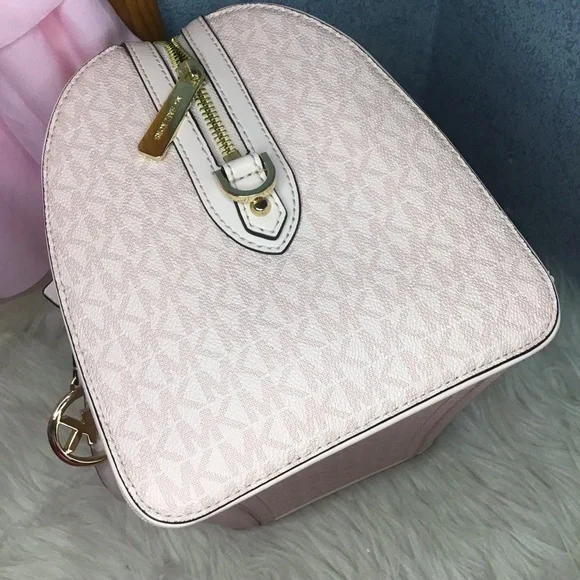 Michael kors pink monogram mk logo barrel satchel - Picture 11 of 16